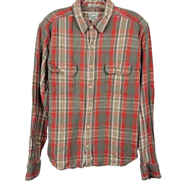 Mens California Fit Western Cowboy Outdoor Rugged Work Farm Red Plaid Flannel LG - Picture 1 of 13